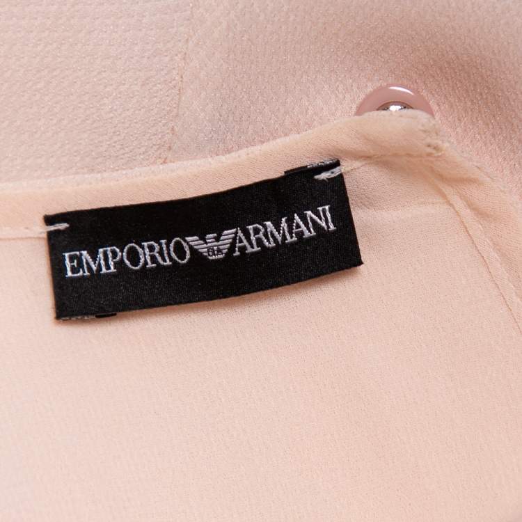 Pre Owned Emporio Armani  Pink Textured Crepe Draped Sleeveless Top S