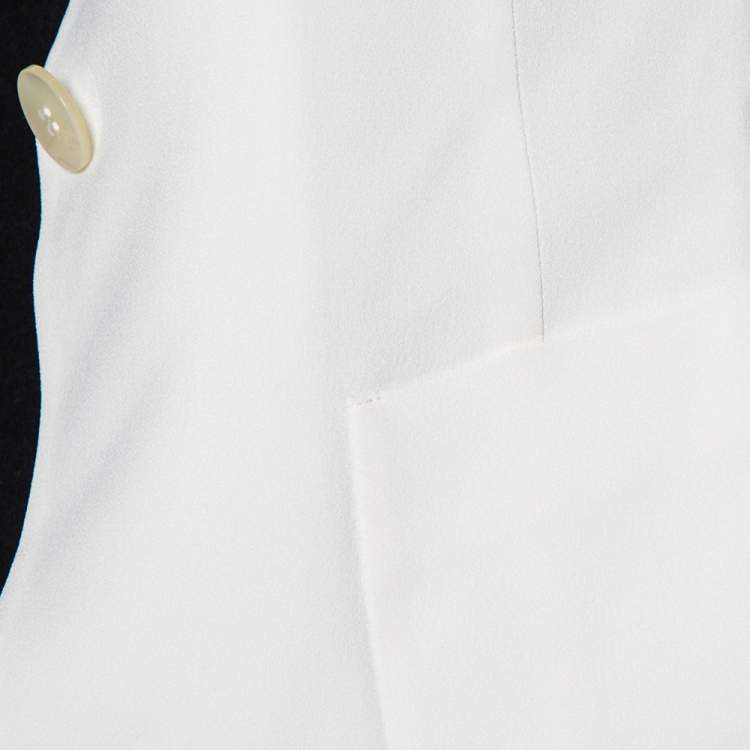 Pre Owned Emporio Armani White Crepe Button Front Blazer S