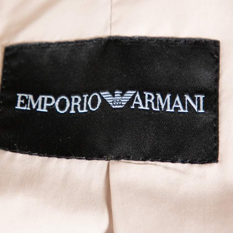 Pre Owned Emporio Armani Beige Quilted Synthetic Zip Front Jacket M