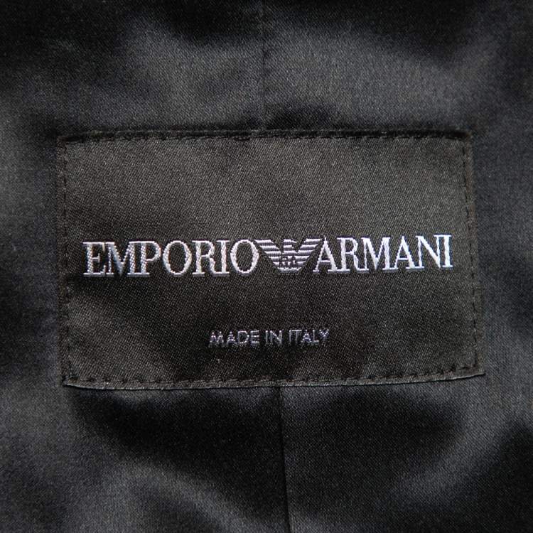 مملوكة مسبقًا Emporio Armani Black Sateen Pleated Collar Detail Button Front Blazer M
