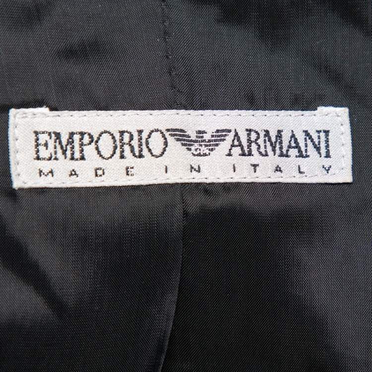 Pre Owned Emporio Armani Vintage Black Wool Hook Front Blazer M