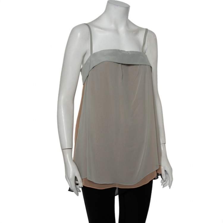 Pre Owned Emporio Armani Colorblock Layered Silk Chiffon Camisole M