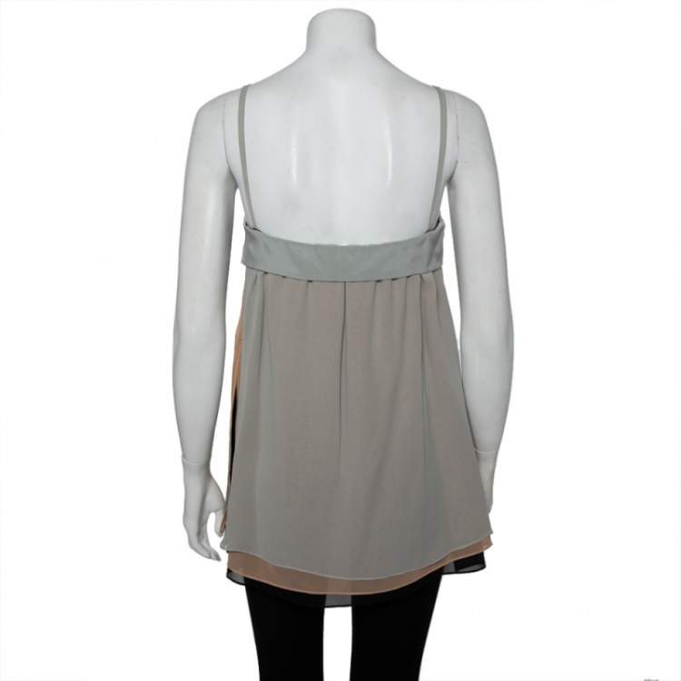 Pre Owned Emporio Armani Colorblock Layered Silk Chiffon Camisole M