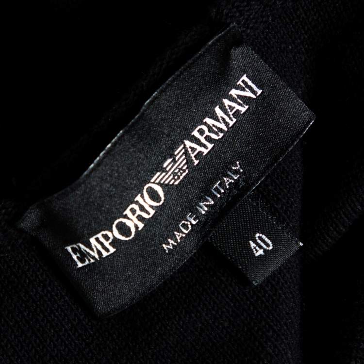 Pre Owned Emporio Armani Navy Blue & Black Knit Crossback Detail Tank Top S