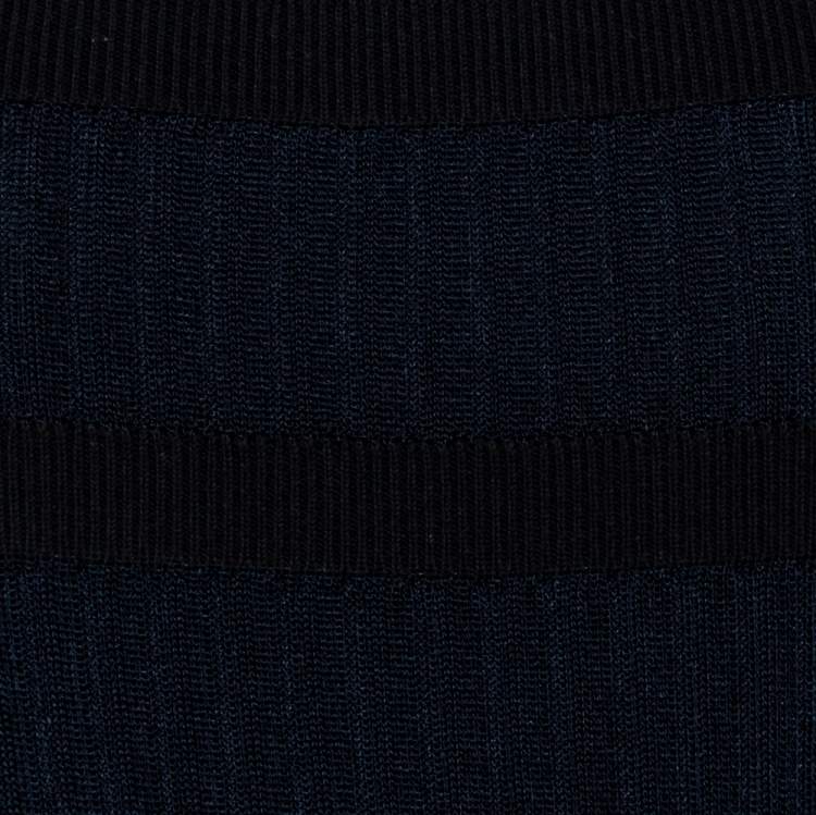 Pre Owned Emporio Armani Navy Blue & Black Knit Crossback Detail Tank Top S