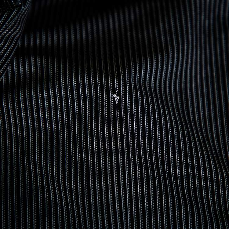 Pre Owned Emporio Armani Black Striped Knit Long Sleeve Shirt M