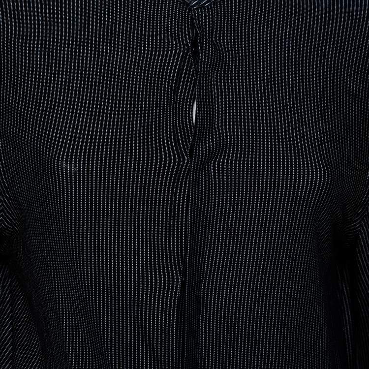 Pre Owned Emporio Armani Black Striped Knit Long Sleeve Shirt M