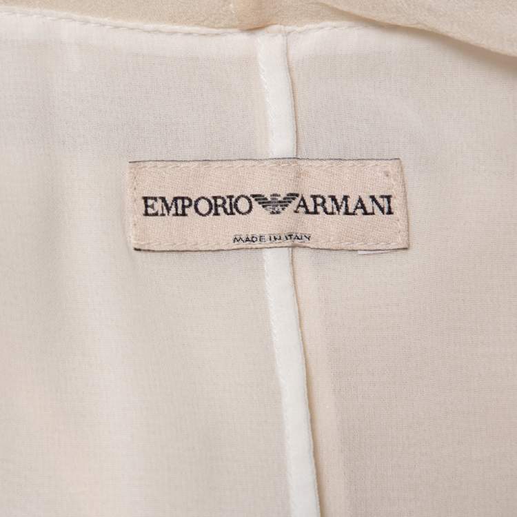 Pre Owned Emporio Armani Cream Silk Ruffle Detail Mini Dress M
