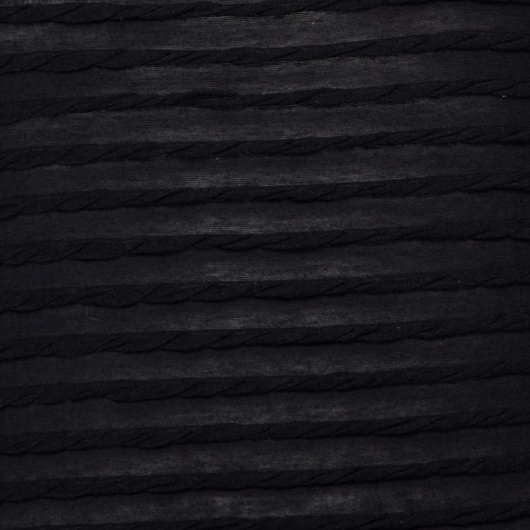 Pre Owned Emporio Armani Navy Blue Twisted Stripe Detail Cotton T-Shirt L