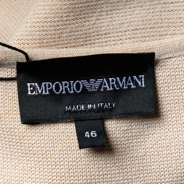 Pre Owned Emporio Armani Beige Knit Overlay & Bow Detail Tank Top L