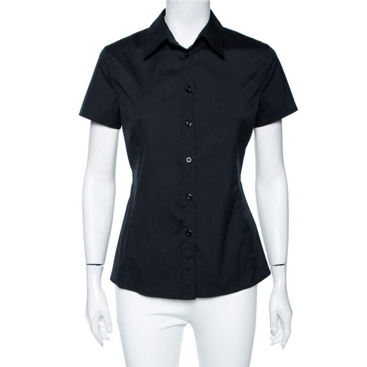 Emporio Armani Black Cotton Short Sleeve Front Button Shirt M Emporio Armani  | TLC