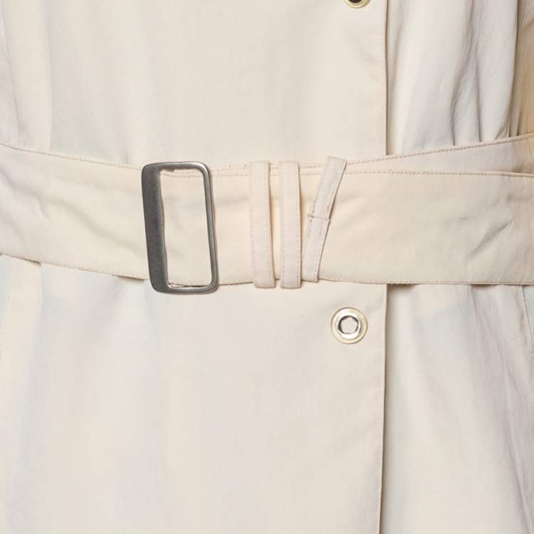 Pre Owned Emporio Armani Cream Double Breasted Belted Coat S