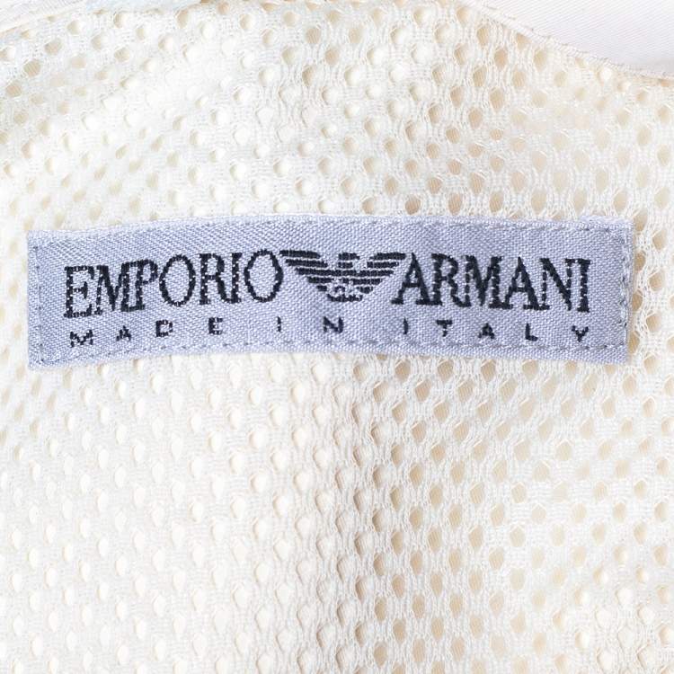 Pre Owned Emporio Armani Cream Double Breasted Belted Coat S