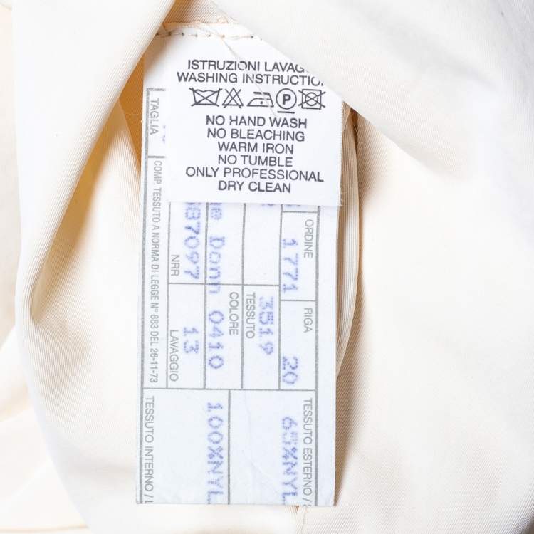 Pre Owned Emporio Armani Cream Double Breasted Belted Coat S