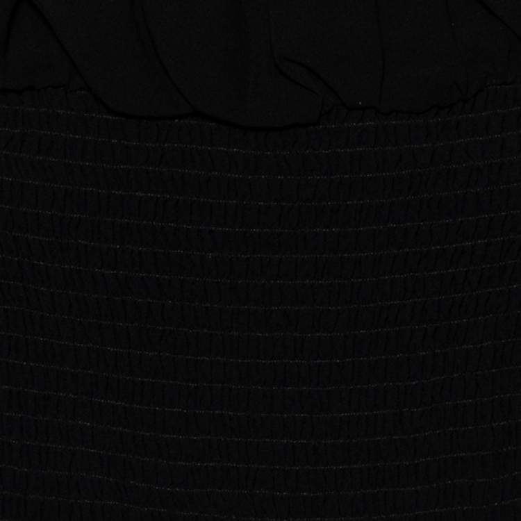 Pre Owned Emporio Armani Black Silk Smocked Sheer Top S