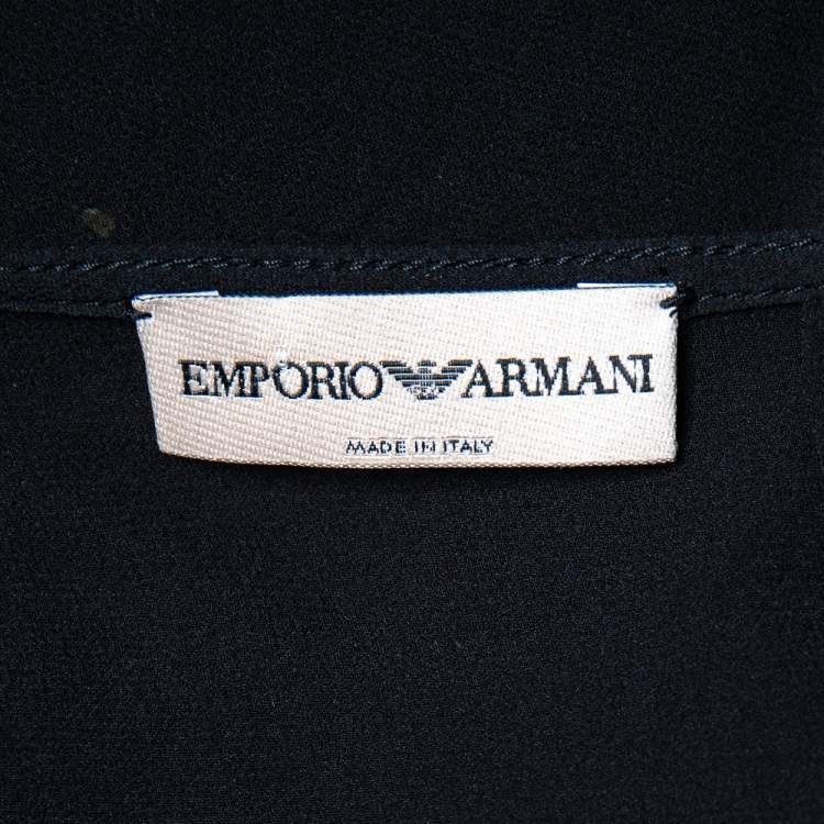 Pre Owned Emporio Armani Black Silk Smocked Sheer Top S