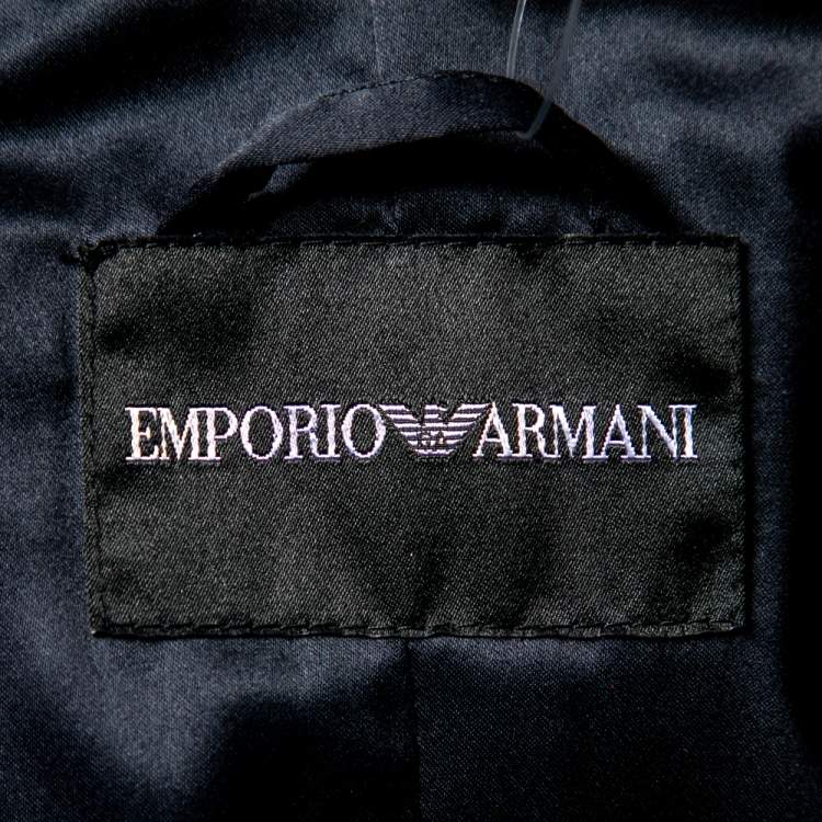 Pre Owned Emporio Armani Navy Blue Corduroy Double Breasted Jacket S
