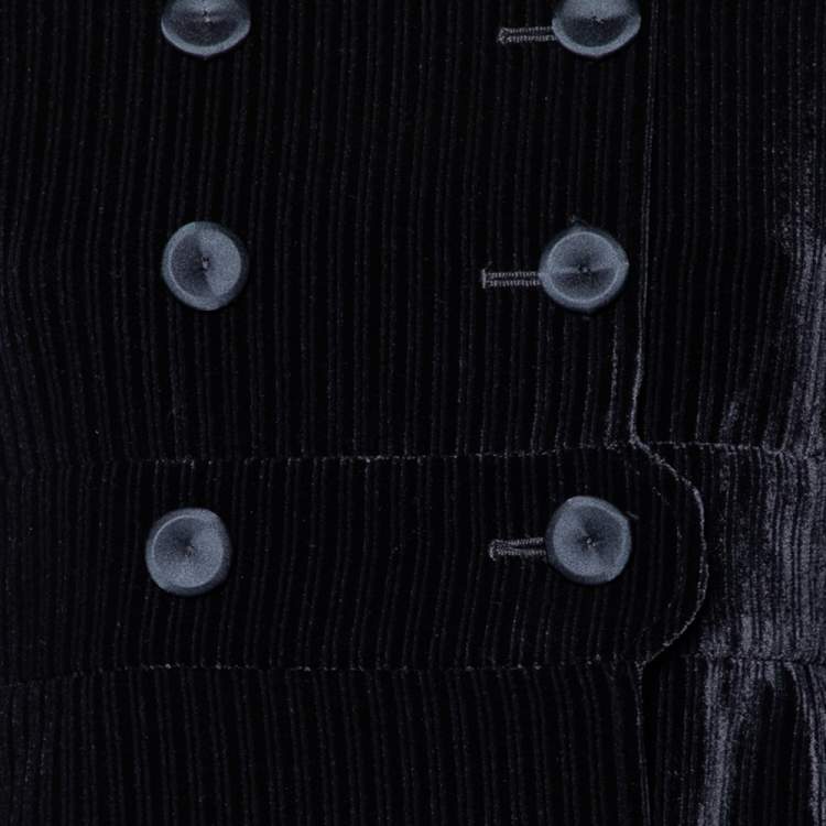 Pre Owned Emporio Armani Navy Blue Corduroy Double Breasted Jacket S