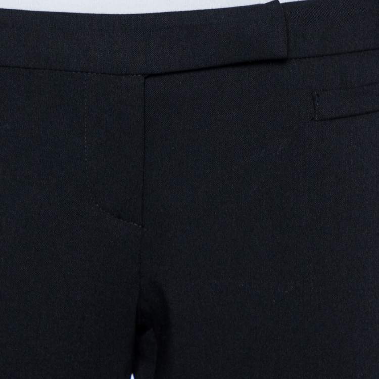 Pre Owned Emporio Armani Black Wool Tapered Leg Trousers S