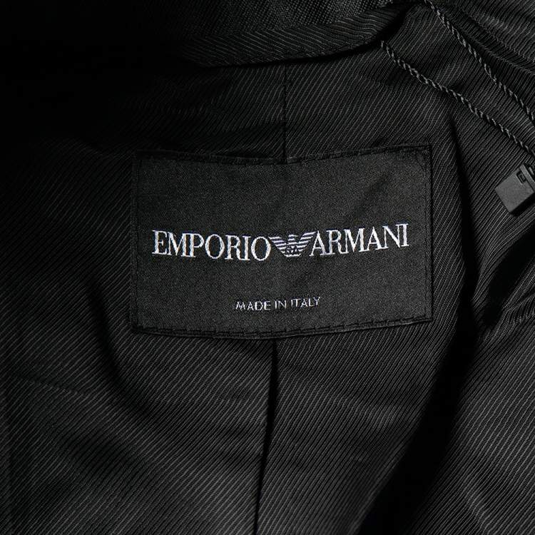Pre Owned Emporio Armani Metallic Silver Synthetic Contrast Detail Cropped Blazer L