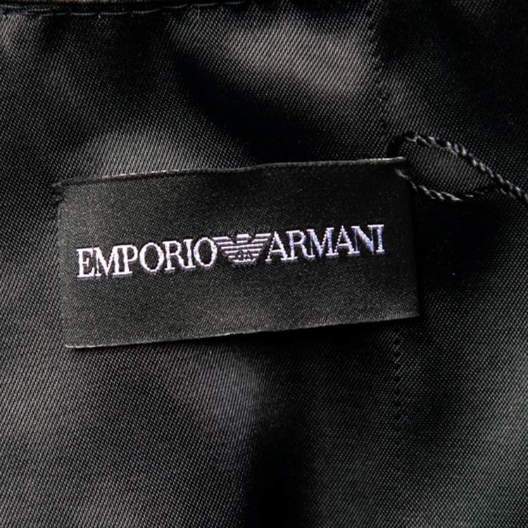 Pre Owned Emporio Armani Black Fur And Feather Trim Hook Front Shrug S