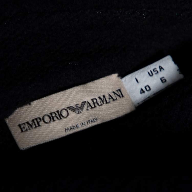 مملوكة مسبقًا Emporio Armani Black Floral Printed Synthetic Single Buttoned Blazer & Skirt Set S