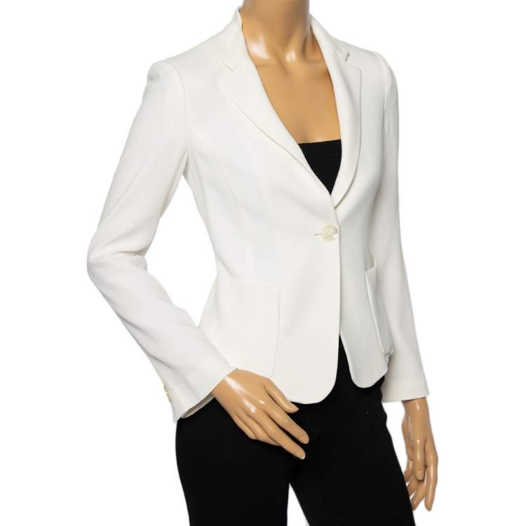 مملوكة مسبقًا Emporio Armani White Crepe Single Breasted Blazer S