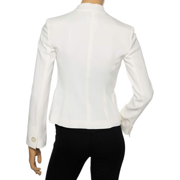 مملوكة مسبقًا Emporio Armani White Crepe Single Breasted Blazer S