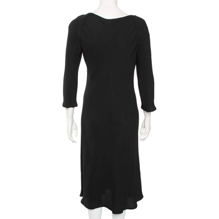 مملوكة مسبقًا Emporio Armani Black Textured Crepe Midi Dress L