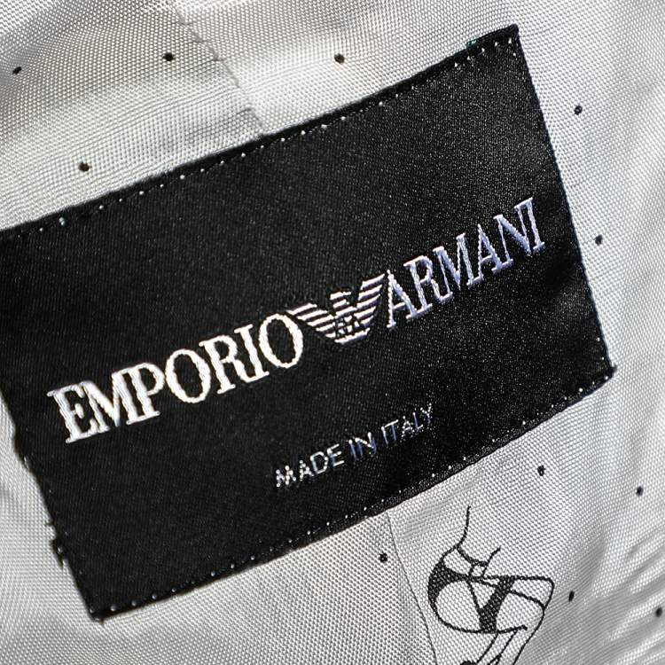 Pre Owned Emporio Armani Brown Synthetic Asymmetric Hem Blazer L