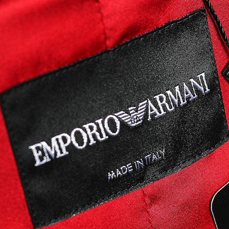 Pre Owned Emporio Armani Red Velvet Button Front Blazer L