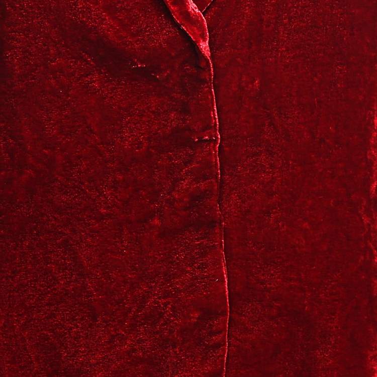 Pre Owned Emporio Armani Red Velvet Button Front Blazer L
