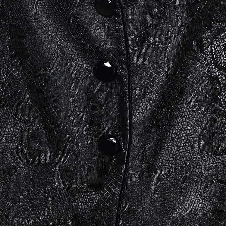Pre Owned Emporio Armani  Black Lace Button Front Blazer M