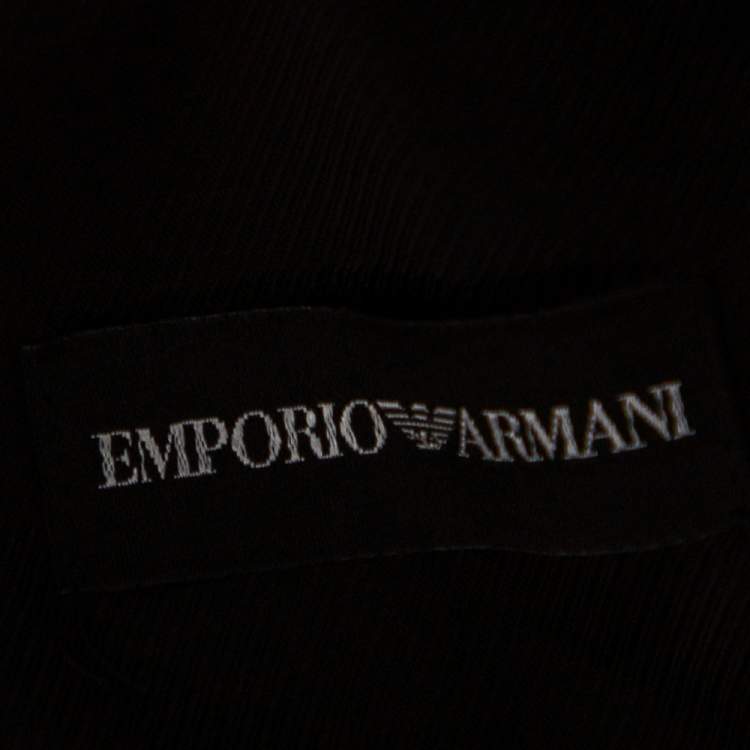 Pre Owned Emporio Armani Monochrome Houndstooth Printed Wool Short Dress L