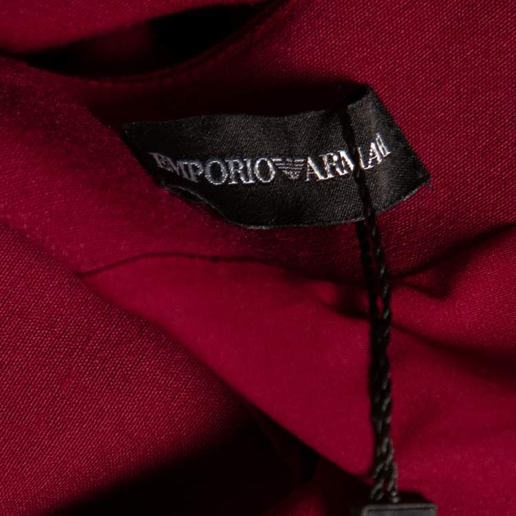 Pre Owned Emporio Armani Pink Knit Jacket Detailed Cap Sleeve Dress M