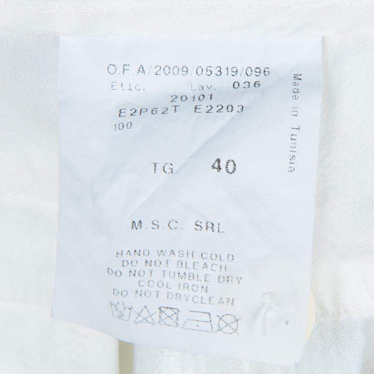 Pre Owned Emporio Armani White Straight Fit Trousers S