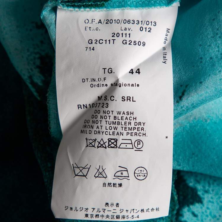 Pre Owned Emporio Armani Blue Printed Silk Top M