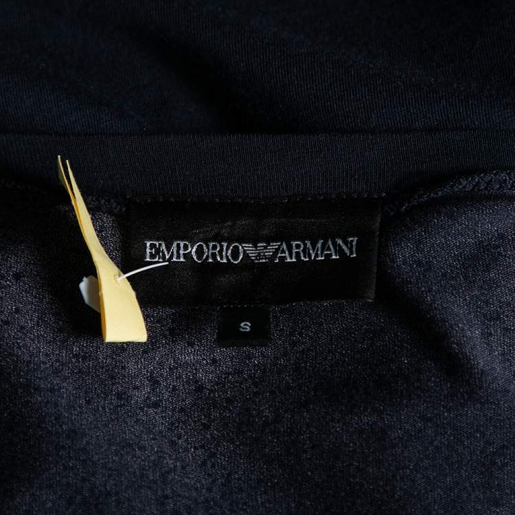 Pre Owned Emporio Armani Blue Cotton Half Printed Short Sleeve T-Shirt S