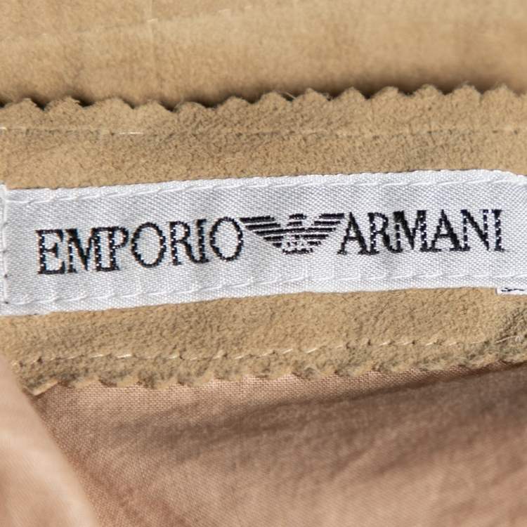 Pre Owned Emporio Armani Vintage Beige Suede Button Front Jacket XL