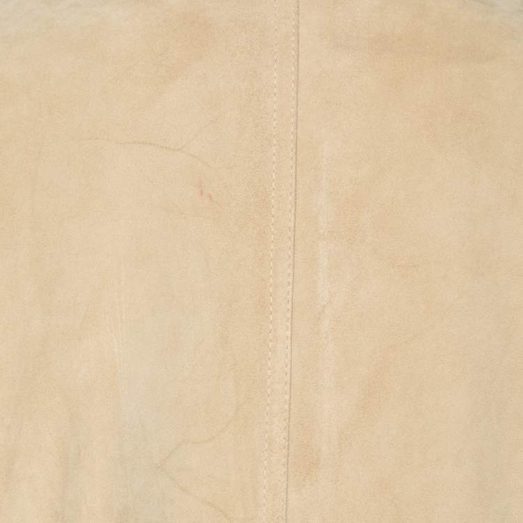 Pre Owned Emporio Armani Vintage Beige Suede Button Front Jacket XL