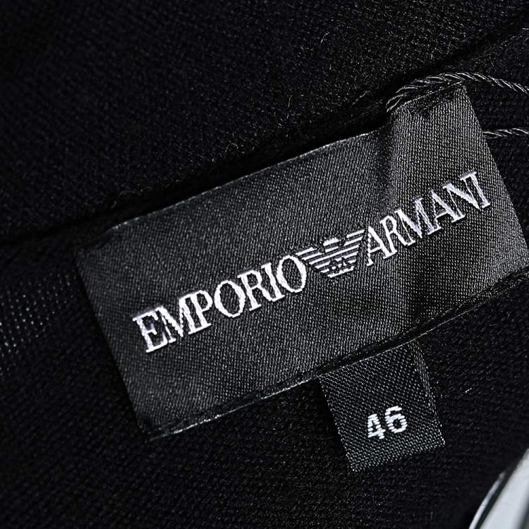 Pre Owned Emporio Armani Black Knit Floral Applique Sweater Top S