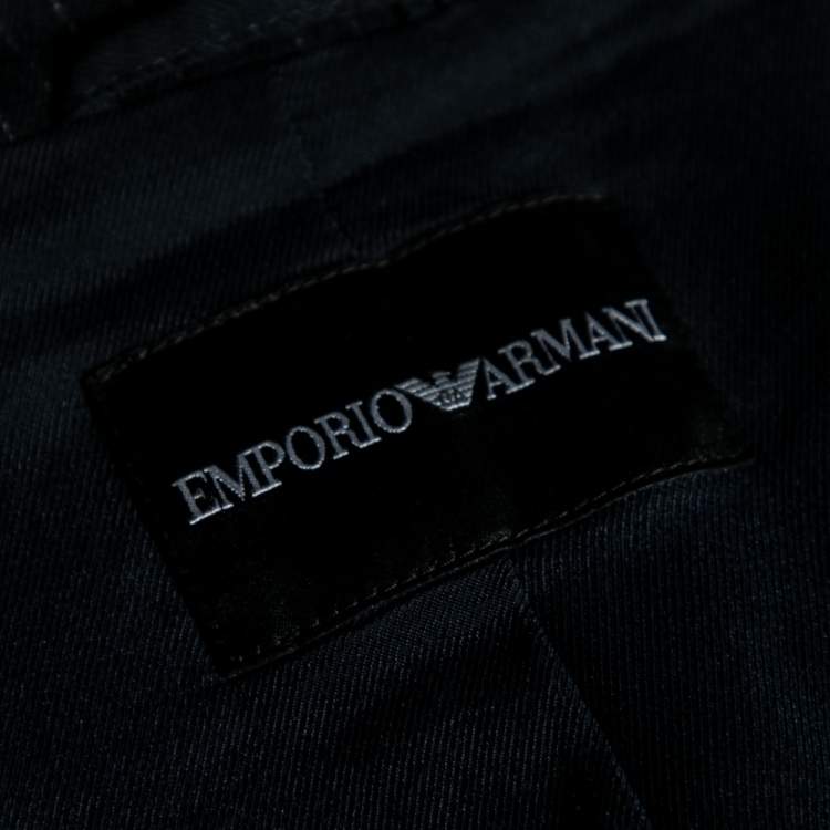 Pre Owned Emporio Armani Midnight Blue Pinstriped Wool Single Breasted Blazer M