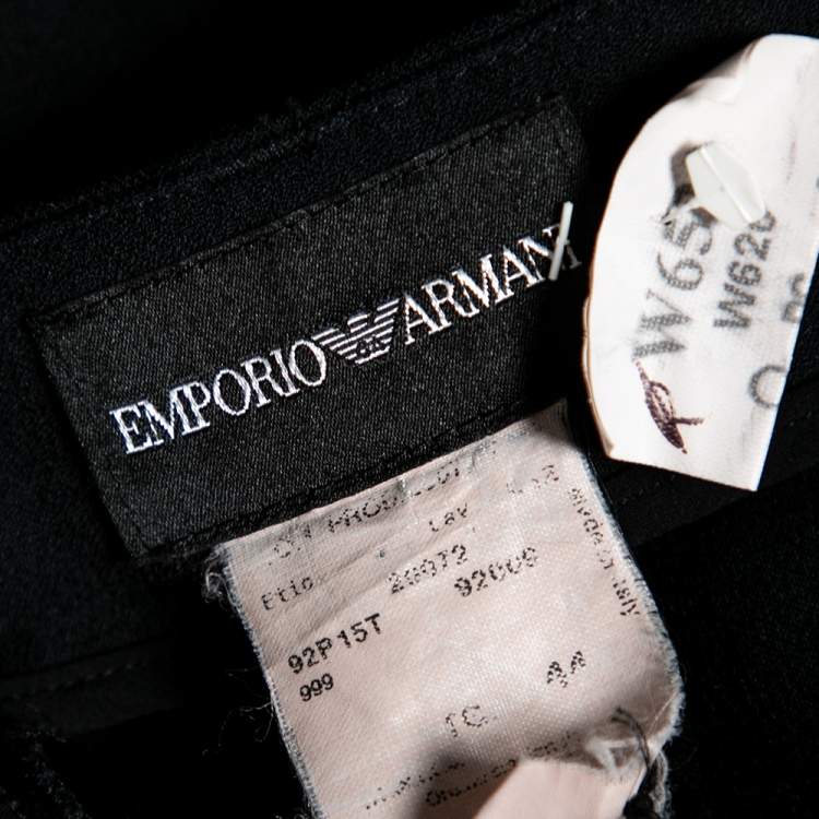 Pre Owned Emporio Armani Black Textured Crepe & Satin Trimmed Single Breasted Suit M