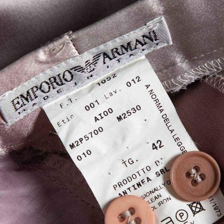 Pre Owned Emporio Armani Pink & Grey Silk Pants M