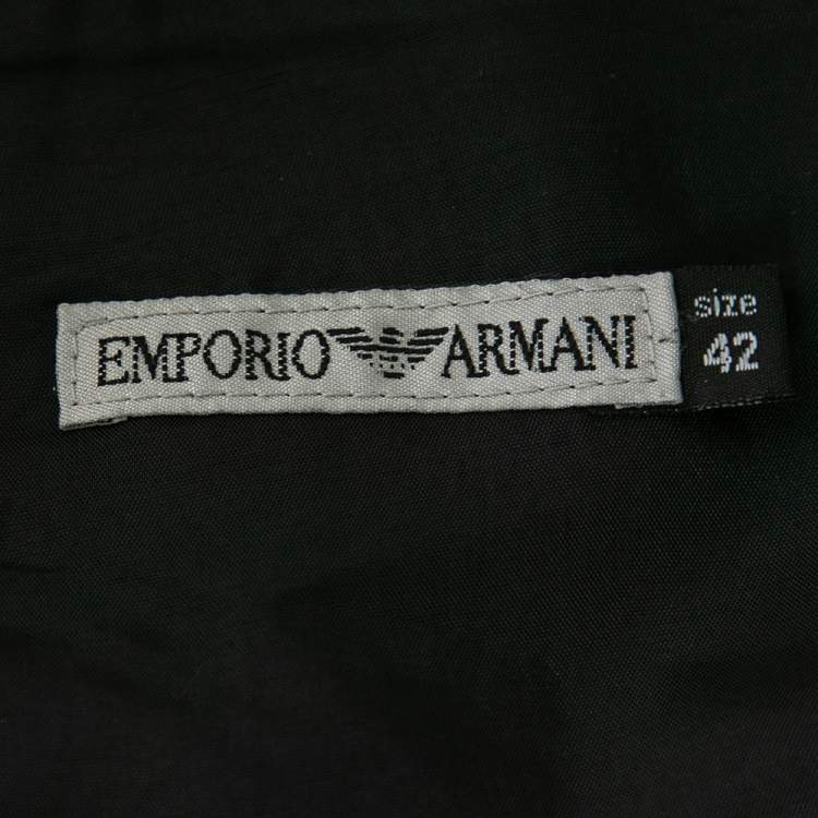Pre Owned Emporio Armani Vintage Black Leather Knee Length Skirt M