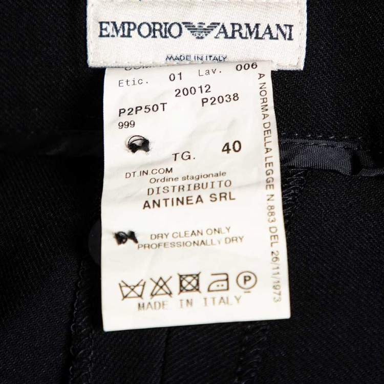 Pre Owned Emporio Armani Black Wool Flared Leg Pants S