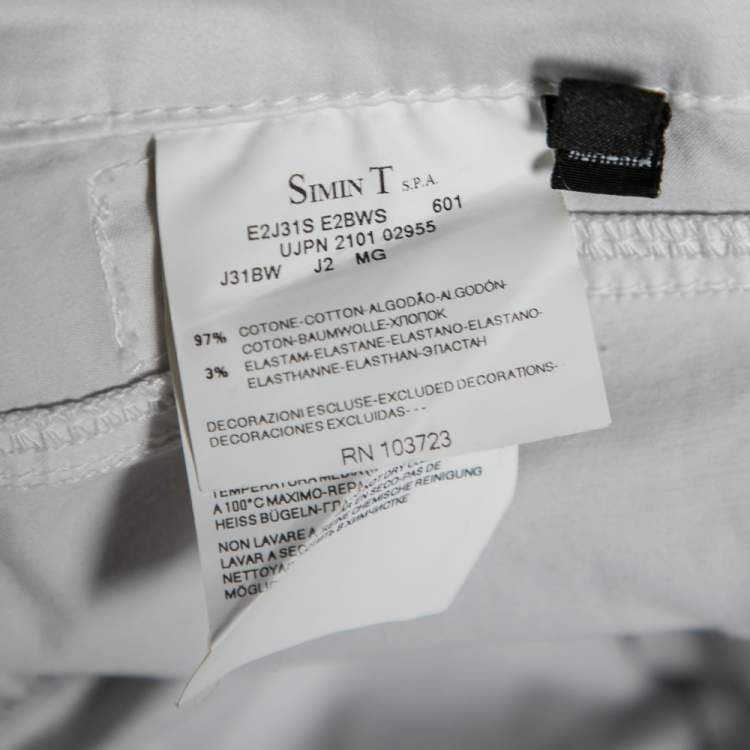 Pre Owned Emporio Armani  White Cotton Regular Fit Pants M
