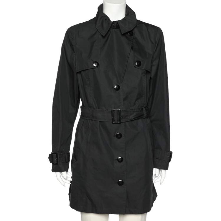 Emporio Armani Black Cotton Blend Belted Trench Coat L Emporio Armani | TLC