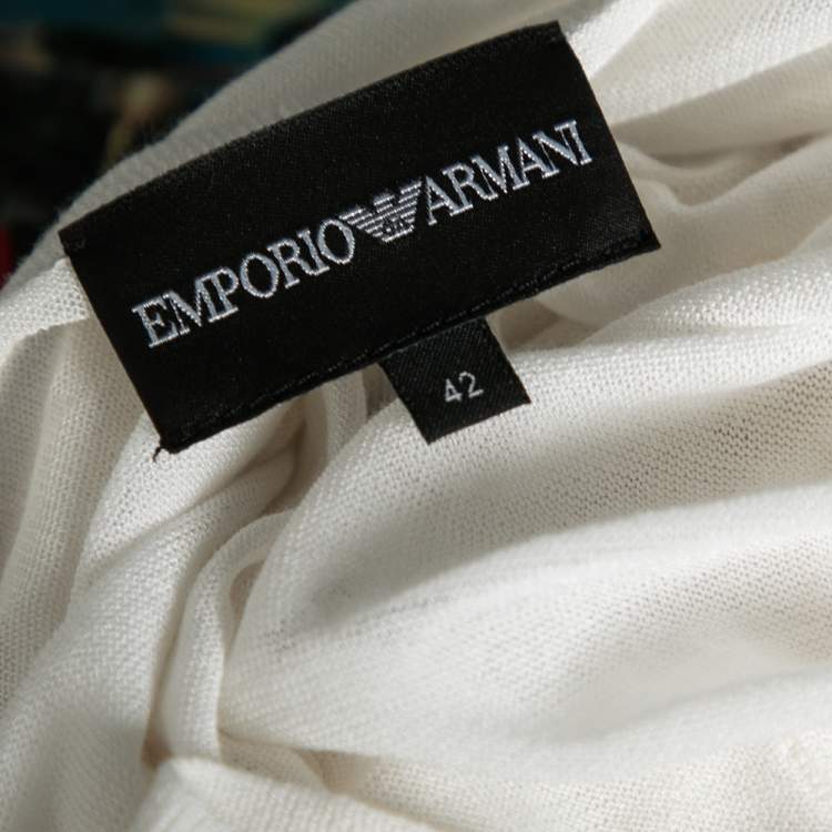 Pre Owned Emporio Armani Off White Knit Sleeveless Top & Button Front Cardigan M