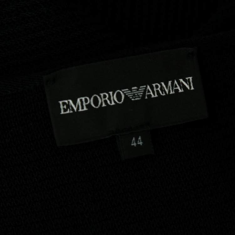Pre Owned Emporio Armani Black Knit Puff Sleeve Top M